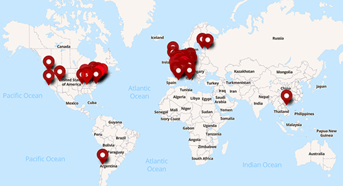 Carte interactive des expositions auxquelles a participé Léon Delachaux de son vivant