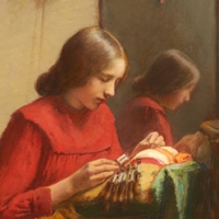 Girl making lace