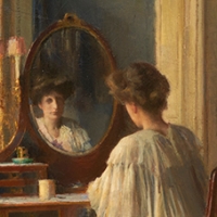 Intérieur, femme à sa toilette